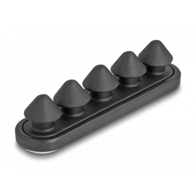 DeLOCK Cable holder with 5 feed-throughs self-adhesive black set 2 pieces