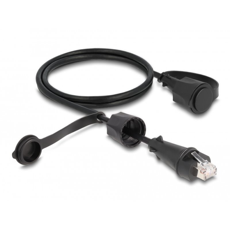 DeLOCK Câble de réseau RJ45 mâle à RJ45 mâle Cat.6 STP avec bouchon de protection, extérieur, IP68, étanche à