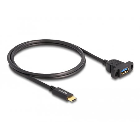 DeLOCK SuperSpeed USB 10 Gbps (USB 3.2 Gen 2) Cable USB Type-C male to USB Type-A female 1 m panel-mount black