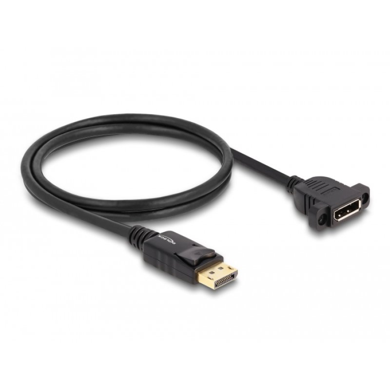DeLOCK Câble DisplayPort 1.4, 8K 30 Hz, mâle à femelle, 1 m, panneau de montage noir