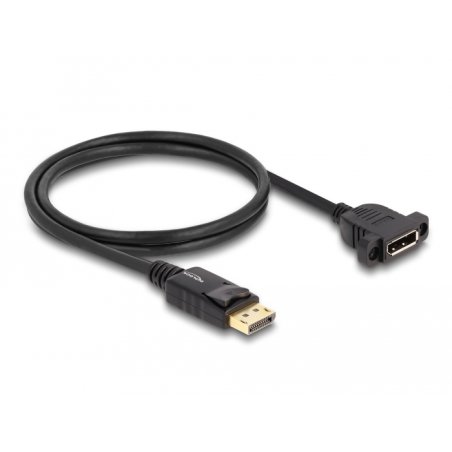 DeLOCK Câble DisplayPort 1.4, 8K 30 Hz, mâle à femelle, 1 m, panneau de montage noir
