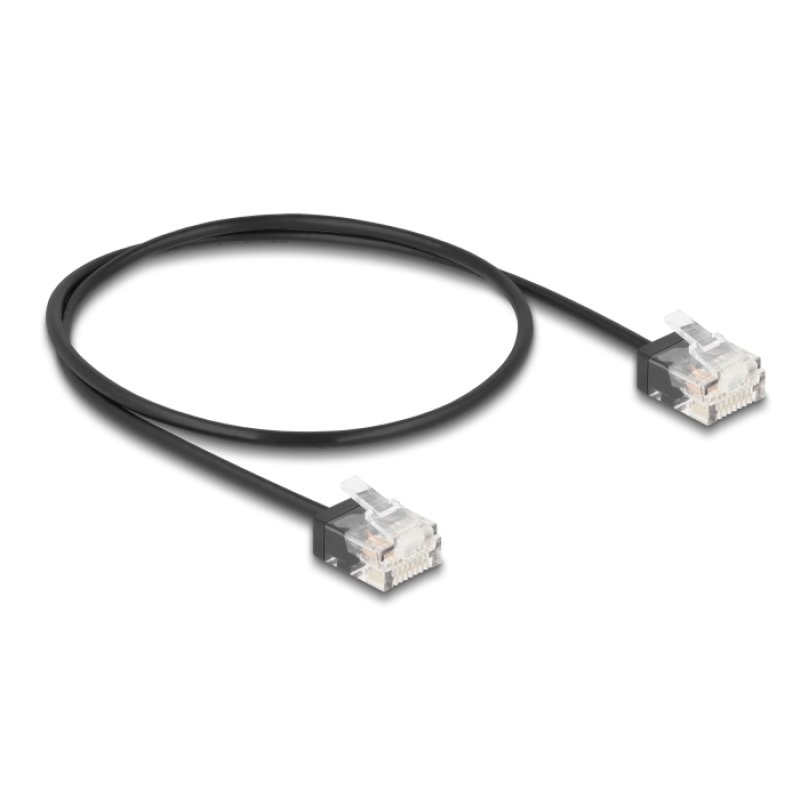 Delock RJ45 Netzwerkkabel Cat.6 UTP Ultra Slim 0,5 m schwarz mit kurzen Steckern