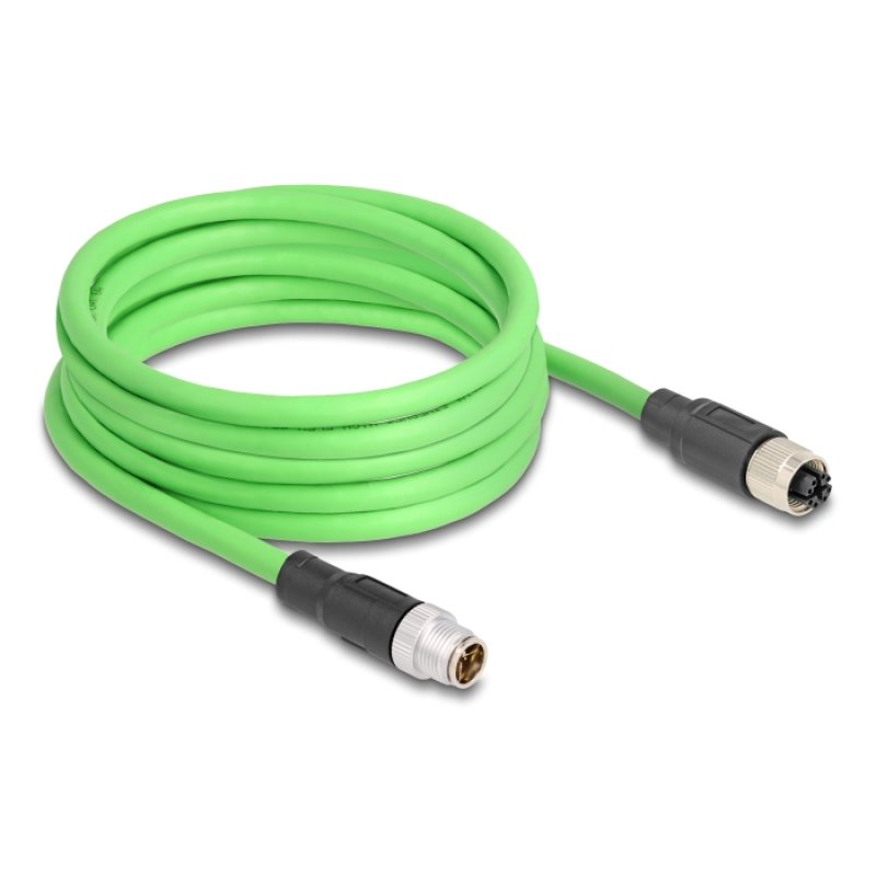 DeLOCK M12 Cable X-coded 8 pin male to female PUR (TPU) 1 m