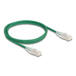 Delock RJ45 Netzwerkkabel Cat.6A Stecker zu Stecker mit gebogener Rastnase U/FTP Slim 1 m grün