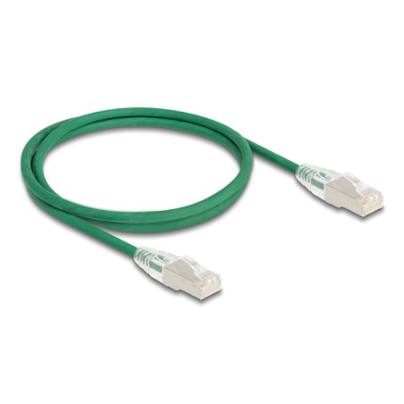 DeLOCK Câble de réseau RJ45 Cat.6A mâle à mâle avec loquet incurvé U/FTP Slim, 1 m, vert