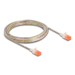 DeLOCK Câble RJ45 de réseau Cat.6A U/UTP mince, 5 m, transparent