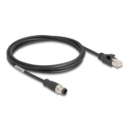 DeLOCK Câble M12 codée D à 4 broches mâle à RJ45 mâle, PVC, 2 m