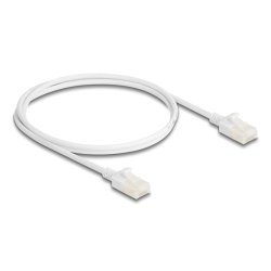 Delock RJ45 Netzwerkkabel Cat.6A Stecker zu Stecker mit robuster Rastnase Industrietauglich U/UTP Slim 1 m weiß