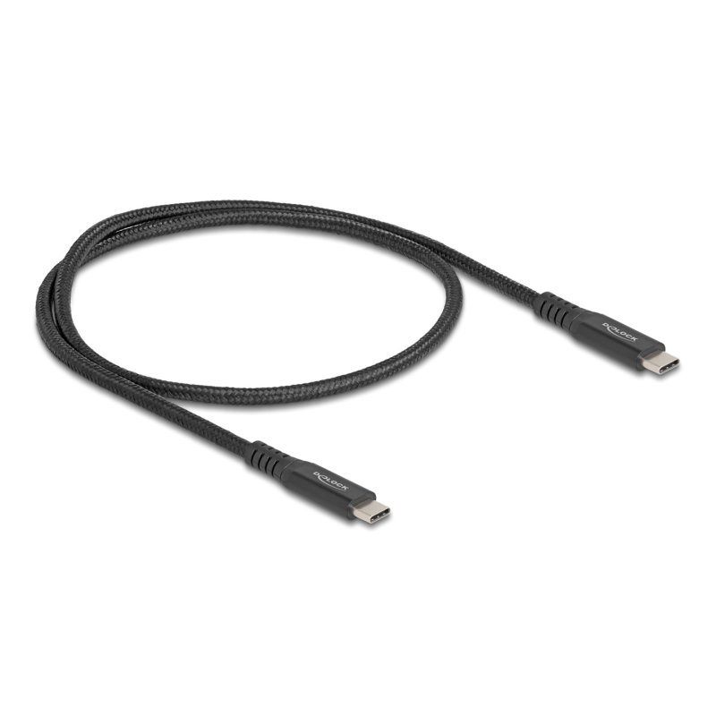 DeLOCK USB 20 Gbps Cable USB Type-C male to male PD 3.0 100 W E-Marker 0.5 m black metal