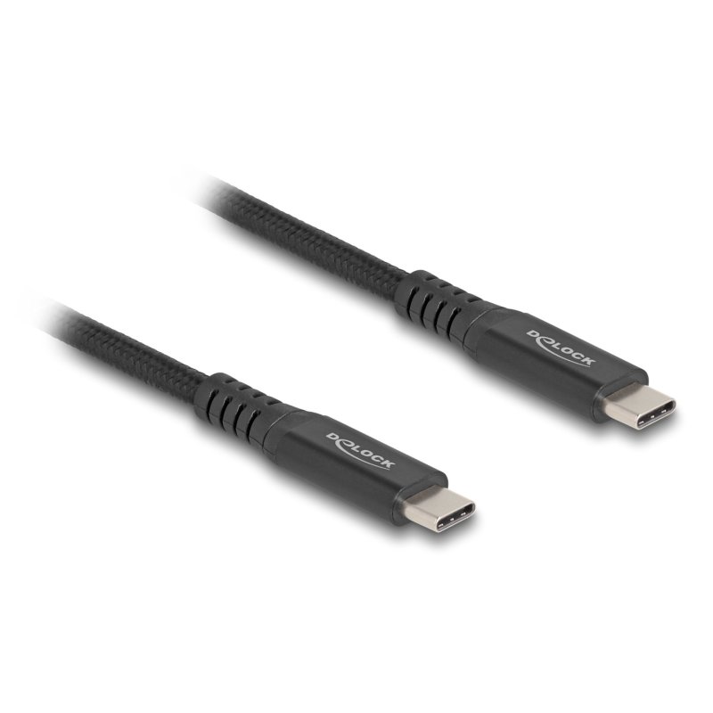 DeLOCK USB 20 Gbps Câble USB Type-C mâle vers mâle PD 3.0 100 W E-Marker 0,5 m métal noir