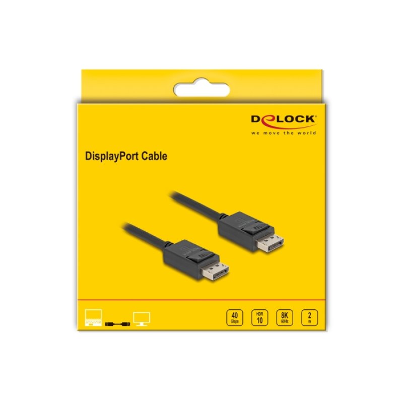 Delock DisplayPort Kabel 16K 30 Hz / 8K 60 Hz 40 Gbps 2 m