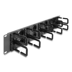 Delock 19? Kabelmanagement Rangierpanel mit 8 Gummi Kabeldurchführungen und 10 Bügeln 2 HE dunkelgrau