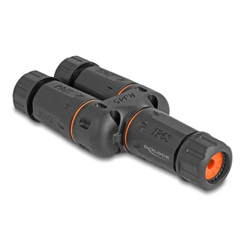 DeLOCK Adaptateur en Y de connexion de câble RJ45 femelle à 2 x RJ45 femelles, Cat.6, IP68, étanche à la poussière
