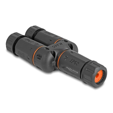 Delock Kabelverbinder Y-Adapter RJ45 Buchse zu 2 x RJ45 Buchse Cat.6 IP68 staub- und wasserdicht Outdoor