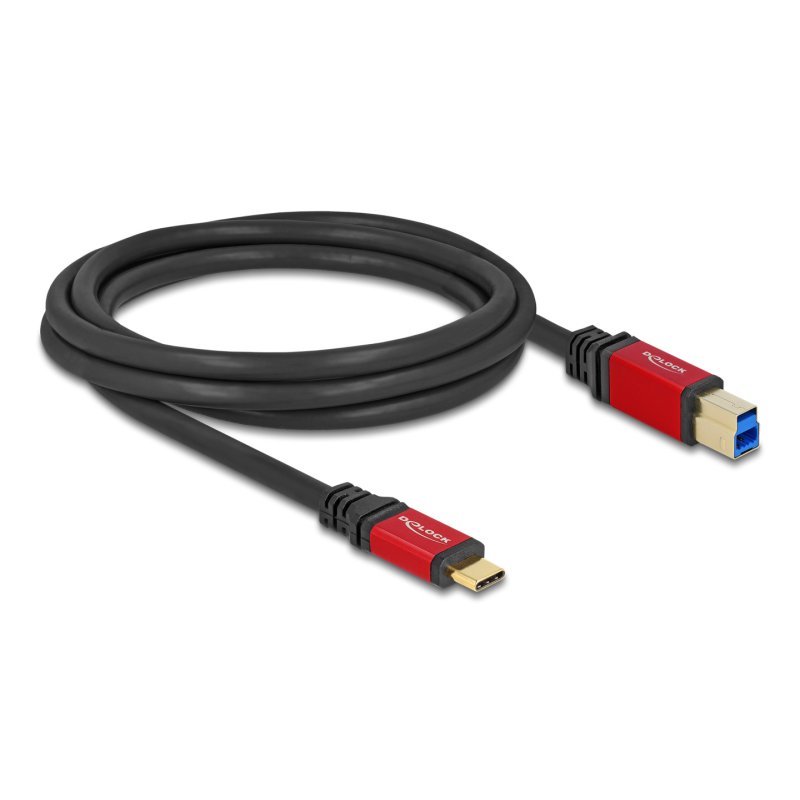 DeLOCK USB 5 Gbps Câble USB Type-C mâle vers USB Type-B mâle 2 m métal rouge