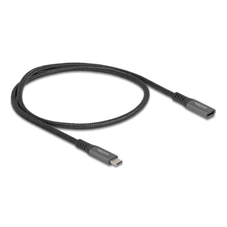 Delock USB 10 Gbps Verlängerungskabel USB Type-C™ Stecker zu Buchse PD 3.0 100 W 0,5 m grau Metall