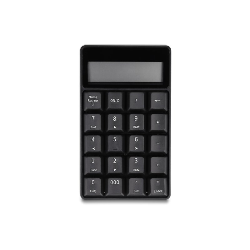 DeLOCK Clavier 2 en 1, USB Type-A, avec fonction de calculatrice, 2,4 GHz, sans fil, noir