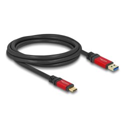 DeLOCK USB 10 Gbps Câble USB Type-A mâle vers USB Type-C mâle 2 m métal rouge