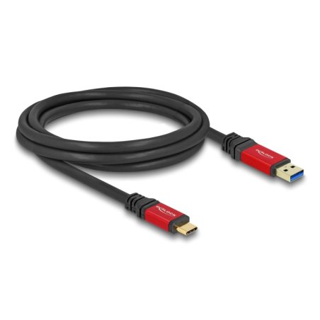DeLOCK USB 10 Gbps Câble USB Type-A mâle vers USB Type-C mâle 2 m métal rouge