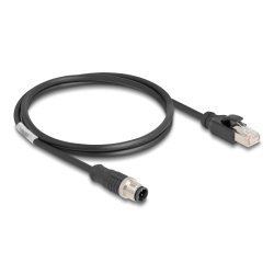 Delock M12 Kabel D-kodiert 4 Pin Stecker zu RJ45 Stecker PVC 1 m