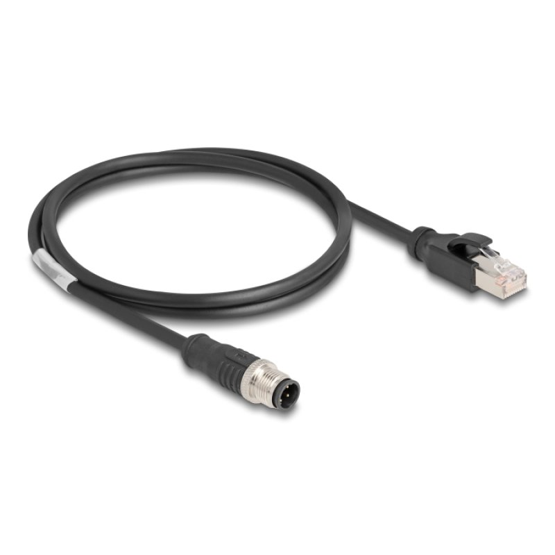 DeLOCK Câble M12 codée D à 4 broches mâle à RJ45 mâle, PVC, 1 m