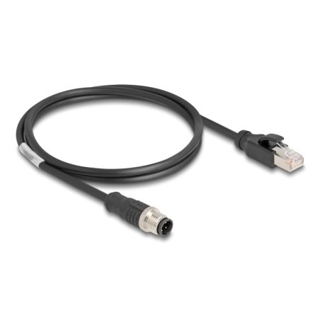 Delock M12 Kabel D-kodiert 4 Pin Stecker zu RJ45 Stecker PVC 1 m