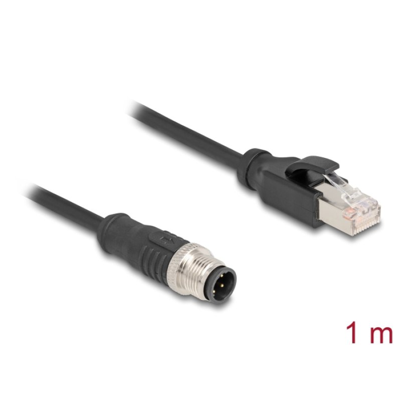 DeLOCK Câble M12 codée D à 4 broches mâle à RJ45 mâle, PVC, 1 m
