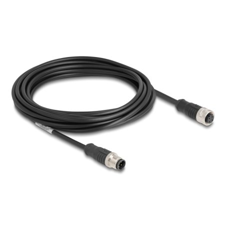 Delock M12 Kabel D-kodiert 4 Pin Stecker zu Buchse PVC 5 m