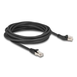 DeLOCK Câble de réseau RJ45, Cat.6A S/FTP mâle, angulé 45° à gauche, à droit mâle, 5 m, noir