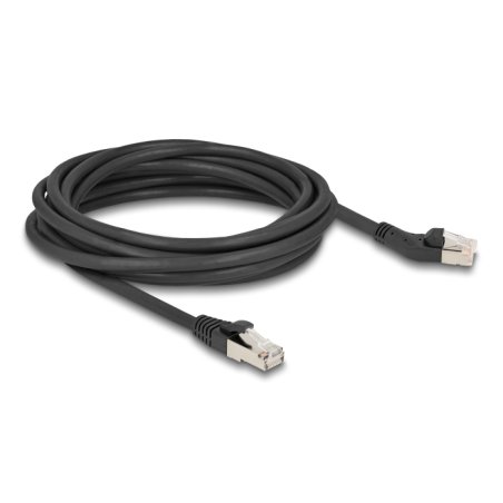 Delock RJ45 Netzwerkkabel Cat.6A S/FTP Stecker 45° nach links gewinkelt zu Stecker gerade 5 m schwarz