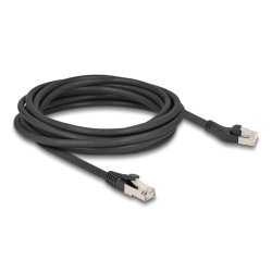 Delock RJ45 Netzwerkkabel Cat.8.1 S/FTP Stecker 45° nach links gewinkelt zu Stecker gerade bis 40 Gbps 5 m schwarz