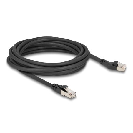 Delock RJ45 Netzwerkkabel Cat.8.1 S/FTP Stecker 45° nach links gewinkelt zu Stecker gerade bis 40 Gbps 5 m schwarz