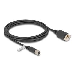 Delock M12 Kabel X-kodiert 8 Pin Buchse zu RJ45 Buchse zum Einbau Cat.6A S/FTP 3 m schwarz