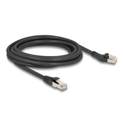 DeLOCK Câble de réseau RJ45, Cat.8.1 S/FTP mâle, angulé à 45° à gauche,, à mâle droit, jusqu’à 40 Gbps, 3