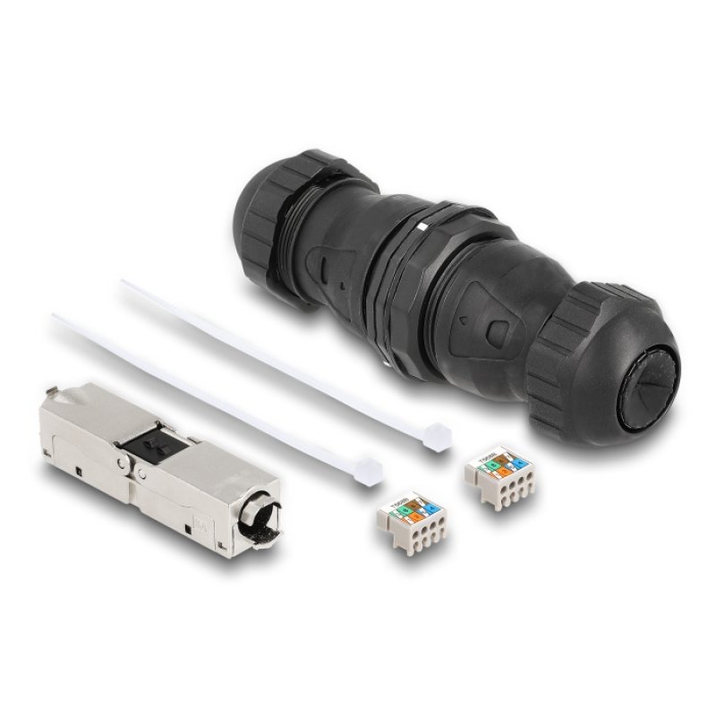 DeLOCK Cable connector LSA to LSA Cat.6A IP68 dust and waterproof black