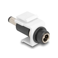 Delock Keystone Modul DC 5,5 x 2,5 mm Buchse zu DC 5,5 x 2,5 mm Stecker weiß