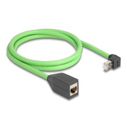 Delock RJ45 Netzwerk Verlängerungskabel Cat.6A Stecker oben gewinkelt zu Buchse SF/UTP schleppkettentauglich PUR (TPU)