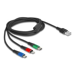 DeLOCK 90156 câble USB USB 2.0 2 m USB A Micro-USB B/Lightning/Apple 30-pin Noir, Bleu, Vert, Rouge