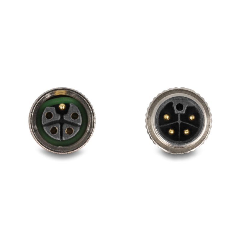 Delock M12 Kabel L-kodiert 5 Pin Stecker rechts gewinkelt zu Buchse gerade PUR schleppkettentauglich 2 m grau