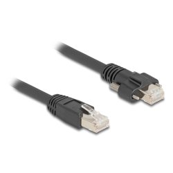 DeLOCK Cable RJ45 plug to RJ45 plug with screw distance 20 mm for GigE Camera Cat.6A S/FTP 1 m black