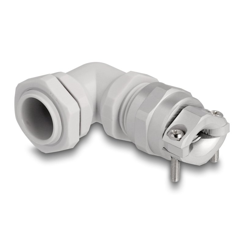 DeLOCK Presse-étoupe PG11 angulé 90° avec décharge de traction et protection de torsion, gris