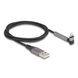 DeLOCK Data and Charging Cable USB Type-A to Lightning for iPhone, iPad, iPod angled with stand function black 1.5 m MFi