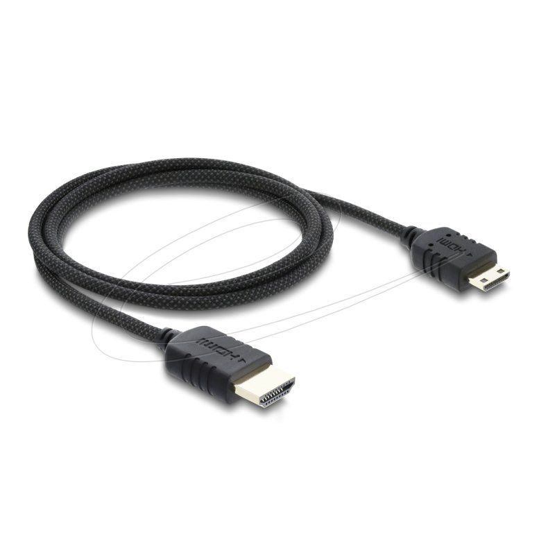 Delock Koaxiales High Speed HDMI Kabel HDMI Stecker zu Mini HDMI Stecker 8K 60 Hz mit Geflechtmantel 1 m