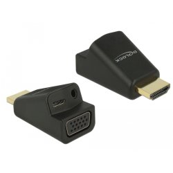 DeLOCK 65895 changeur de genre de câble HDMI A VGA & 3.5 mm Audio Noir