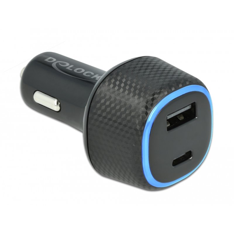 DeLOCK Chargeur de voiture USB Type-C PD 3.0 et USB Type-A de 63 W