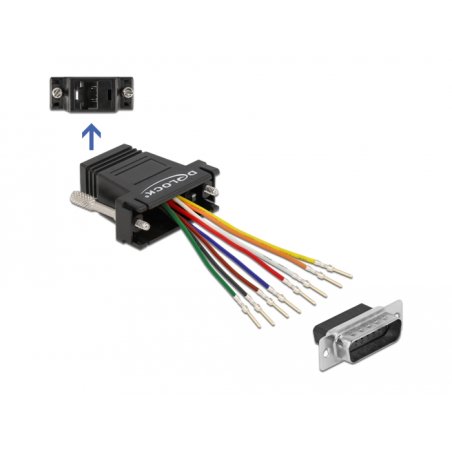 DeLOCK D-Sub 15 pin male to RJ45 female Assembly Kit black