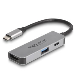 DeLOCK 61063 interface hub USB 3.2 Gen 1 (3.1 Gen 1) Type-C 10000 Mbit/s Grey