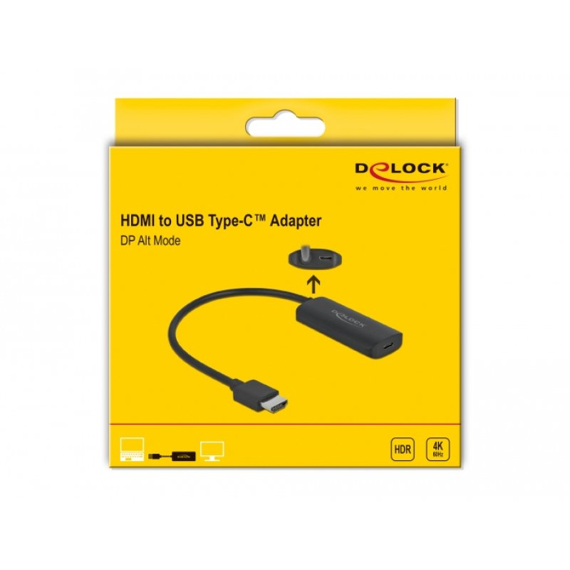DeLOCK Adaptateur HDMI-A mâle vers USB Type-C femelle (DP Alt Mode) 4K 60 Hz