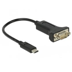 Delock Adapter USB Type-C™ zu 1 x Seriell RS-232 D-Sub 9 Pin Stecker mit Muttern 0,25 m