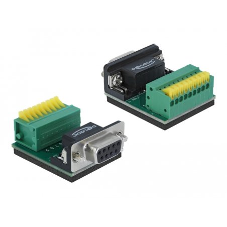Delock Adapter D-Sub 9 Pin Buchse zu Terminalblock 9 Pin mit Drucktaster